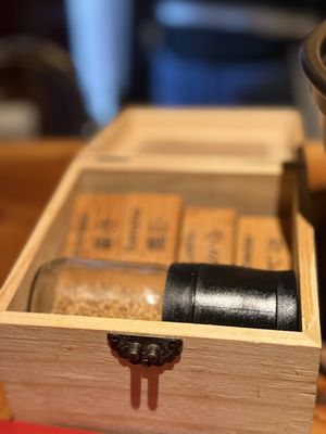 Seasonings for Ramen  at UNO RAMEN - Sanjo in Kyoto