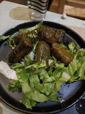Stuffed vine leaves, minus the yoghurt dip at Au Bon Bistrot in Rhodes
