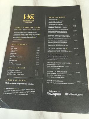 Menu   at Hillhead Café in Inverness