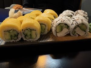 Mango maki roll and tofu maki roll  at Malin Sushi in Voss