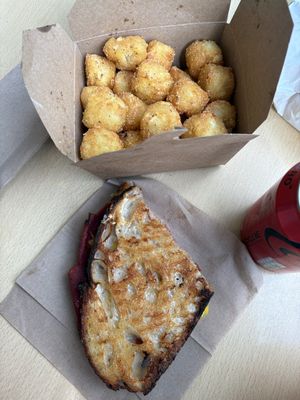 Salted hash browns, vg rueben  at Rack - Kiosk in Manchester