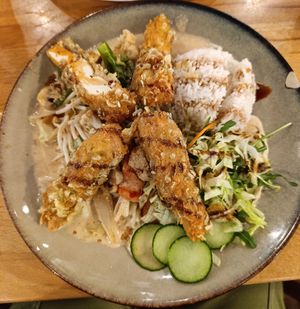 Green rice tofu mit Erdnusssauce at Asia Havel in Dallgow-doeberitz