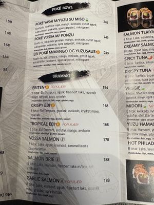 Vegan symbol  at Vossa Sushi in Voss