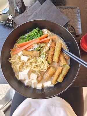 Miso ramen with silken tofu at Vossa Sushi in Voss