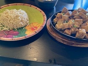 Ginataang Gulay - coconut milk and ginger stew with squash and green beans and tofu as an add-on. at Tita Flora's in Independence