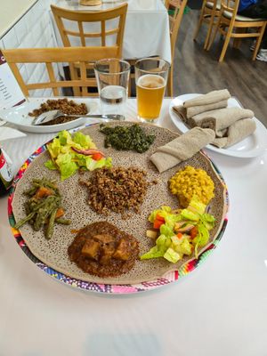 Vegan combo #1 plus an extra side at Amen Cafe Eritrean And Ethiopian Restaurant in San Antonio