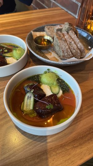 Voorgerecht - watermeloen met wasabi komkommer ijs  at Graansilo in Groningen