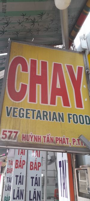 Sign outside. It's actually vegan at Khai Tâm in Ho Chi Minh City