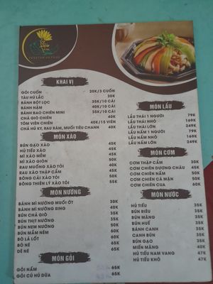 Menu. 1 page only at Khai Tâm in Ho Chi Minh City