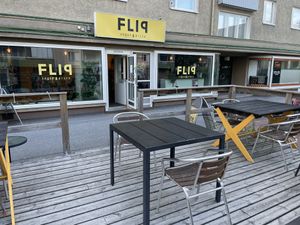 Nice & sunny terrace  at FLIP - Vegan Pizza in Tampere