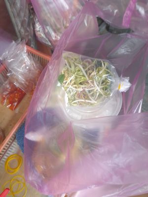Preparing my vegan bun thai chay for take away at Hu Tiu- Nui in Ho Chi Minh City