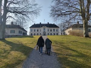 The Cafe is the building on the left; the one in the middle is the castle. at Sturehofs Slottscafé in Norsborg