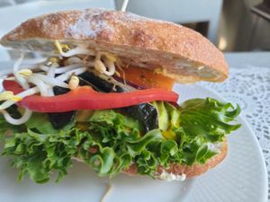 Vegan sandwich at Sturehofs Slottscafé in Norsborg
