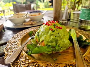 "Crown of Arabia" roasted cauliflower with tahini pesto. at Hob House in Nairobi
