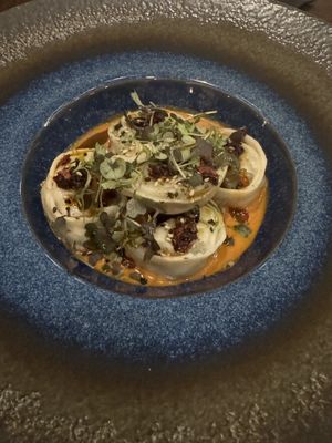 Vegetable dumplings  at 15 Church in Saratoga Springs