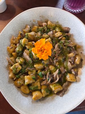 Nhoque trufado com cogumelos at O Jardim in Sao Paulo