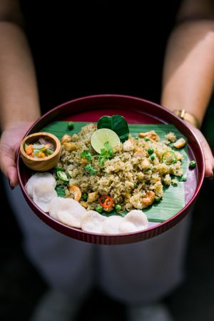Daun Jeluk Fried Rice at Unsurasa Plant Based in Denpasar