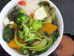 yong tau foo soup with vermicelli and vegetables at Kwan Tzi Zhai Vegetarian Cuisine 觀自齋 - Geylang in Central Singapore