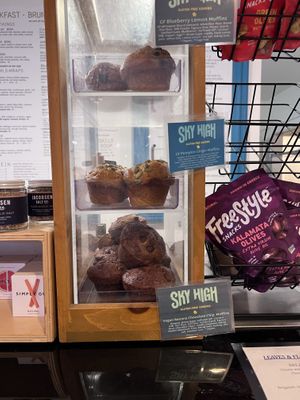 Vegan banana chocolate chip muffin (bottom)  at Healthy Being Juicery in Jackson