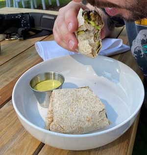 Burrito with tofu instead of eggs  at Healthy Being Juicery in Jackson