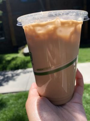 Chai iced coffee with oat and cashew milk at Healthy Being Juicery in Jackson