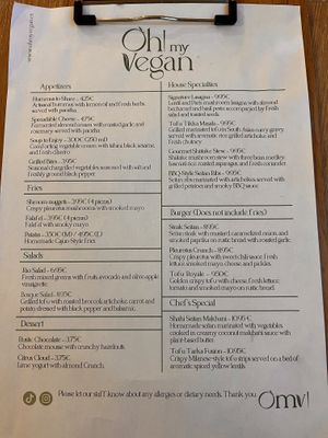 English menu   at Oh My Vegan in Madrid