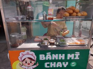 The banh mi stall is located outside their restaurant from 6am to 10am everyday at HỒNG ÂN in Ho Chi Minh City