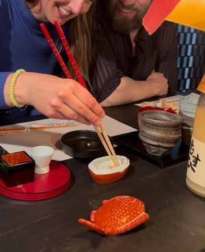 Chopstick challenge!
Wanna join? at Japanese Fermented Degustation Bar ODORU in Osaka