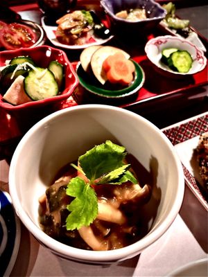 A soulful vegan lunch with 10 kinds of traditional Japanese pickles, including Nukazuke — rice bran fermented vegetables. Thursdays only. Reservation recommended. at Japanese Fermented Degustation Bar ODORU in Osaka