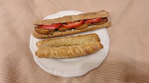 Potato Pie and Sandwich at Gregory's in Aegina