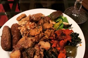 potatoes with vegan sausages & tofu scram  at Shankara in Bethlehem