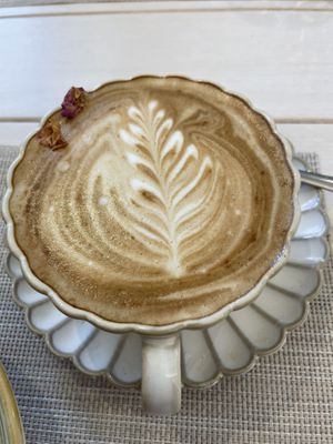 Soy cappuccino  at Flower Café in Capo Dorlando