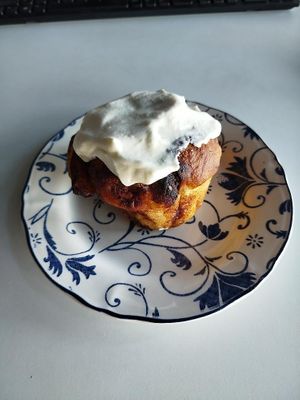 A muffin with chocolate and lemon cream at Heat in Katowice