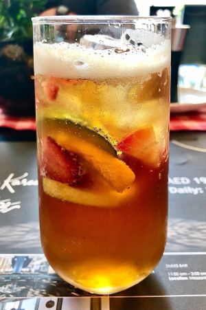 Pimms at Britpop Brunch - Great British Restaurant in Dubai