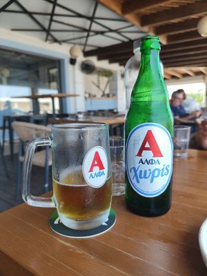 Ice cold non alcoholic beer at Seasons in Crete