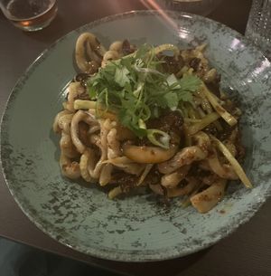 Garlic chili oil Udon noodles  at Heal-thy in Torrevieja
