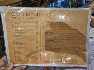 Menu at Royal Tasty Cafe in Dambulla