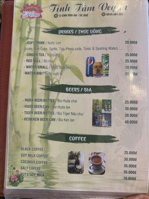 Menu   at Tịnh Tâm Vegan in Hue