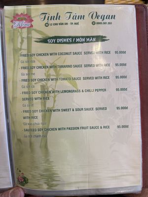 Menu  at Tịnh Tâm Vegan in Hue