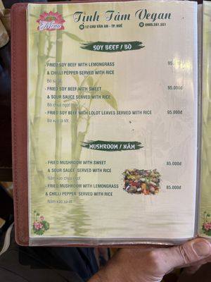 Menu  at Tịnh Tâm Vegan in Hue