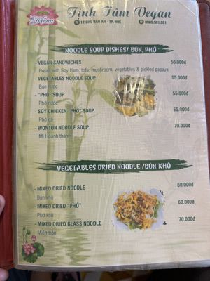 Menu  at Tịnh Tâm Vegan in Hue