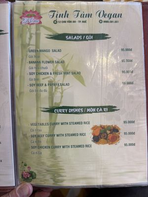 Menu  at Tịnh Tâm Vegan in Hue