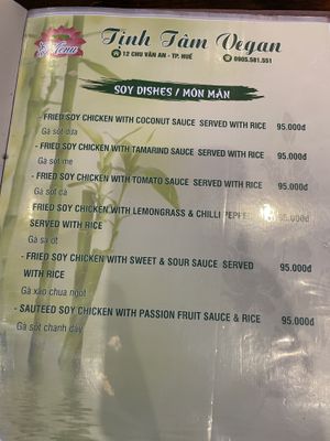 Menu  at Tịnh Tâm Vegan in Hue