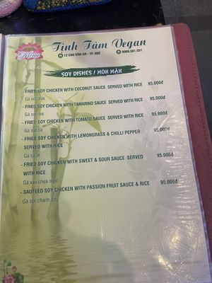 Menu  at Tịnh Tâm Vegan in Hue