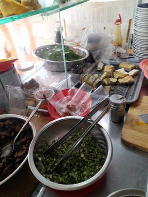 Kitchen area with vegan ingredients at Mỹ Tho in Ho Chi Minh City