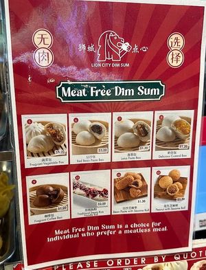 Meat free menu with vegan options  at Lion City Dim Sum - Lau Pa Sat in Central Singapore