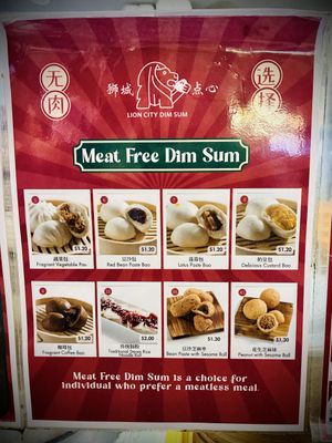 Vegan menu   at Lion City Dim Sum - Lau Pa Sat in Central Singapore