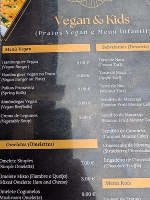 Menu at Snack-Bar Ilhéu Mole in Porto Moniz