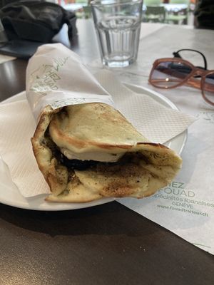 Zataar wrap with hummus substituted for labneh  at Fouad le Snack in Geneva