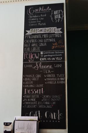 Drink and dessert menu at Grasshopper. at Grasshopper - College St in Toronto